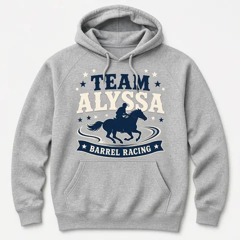 Grey hoodie printed with Team Alyssa